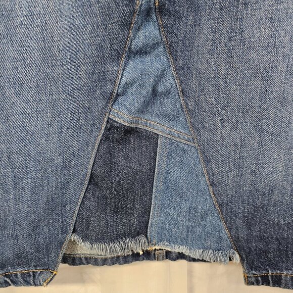 Time and Tru Medium Blue Denim Skirt Patchwork Boho Retro 14 - Picture 6 of 12